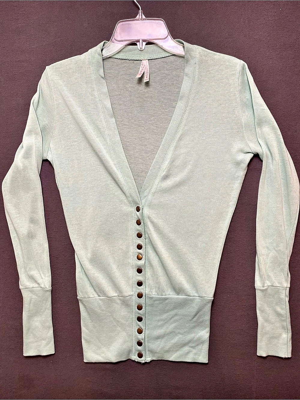 Color Story Women’s Sage Green Button Waist Cardigan Long Sleeve Size Small